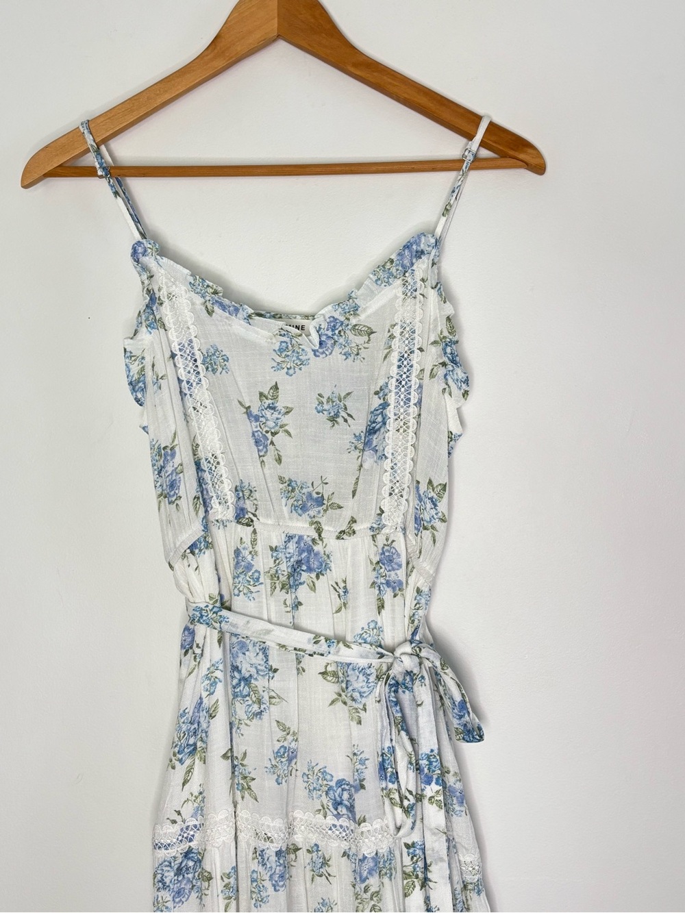 MINE Ruffle Tiered Lace Dainty Floral Dress XS-Small Cottagecore *c79 - Picture 2 of 14